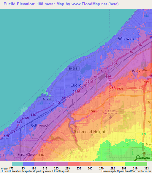 Euclid,US Elevation Map