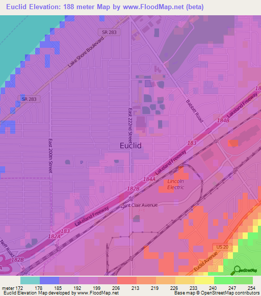 Euclid,US Elevation Map