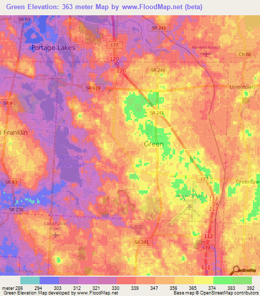 Green,US Elevation Map