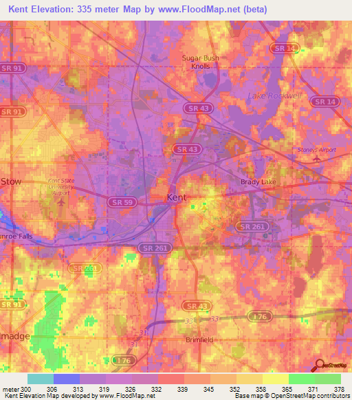 Kent,US Elevation Map