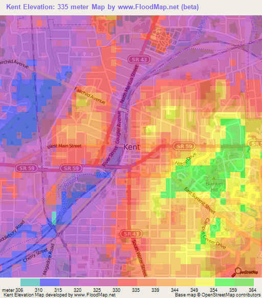 Kent,US Elevation Map