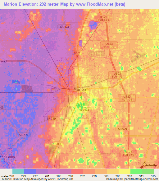 Marion,US Elevation Map