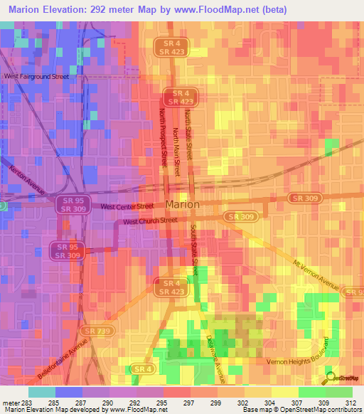 Marion,US Elevation Map