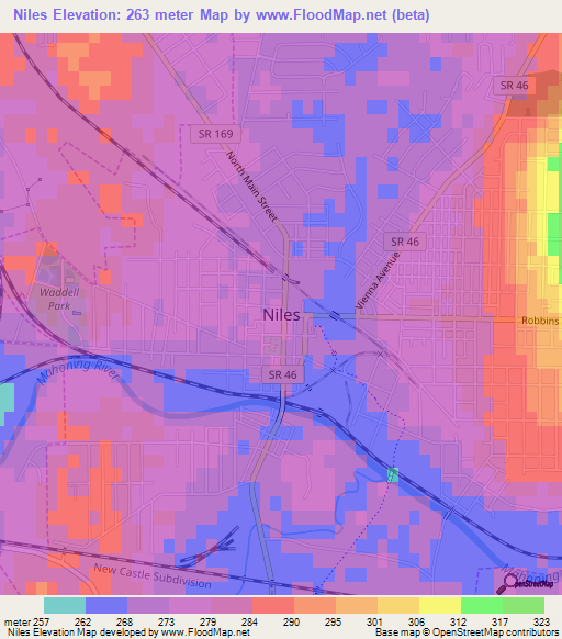 Niles,US Elevation Map