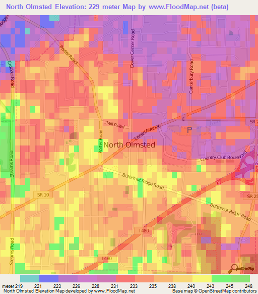 North Olmsted,US Elevation Map