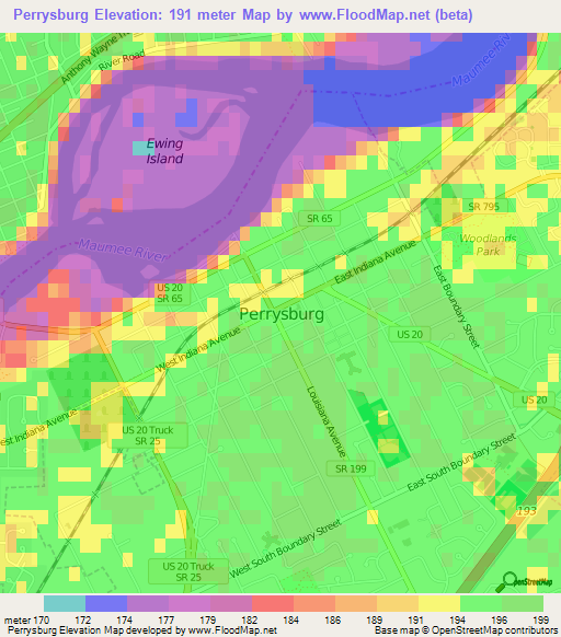 Perrysburg,US Elevation Map