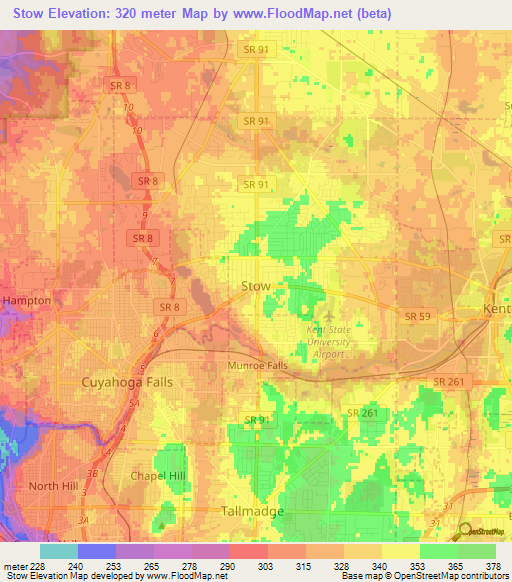 Stow,US Elevation Map