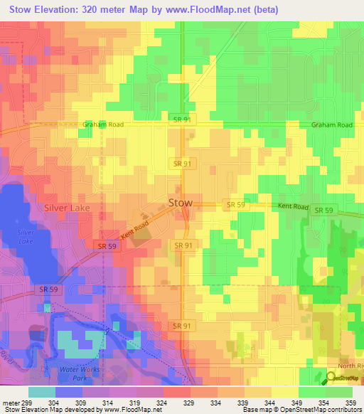 Stow,US Elevation Map