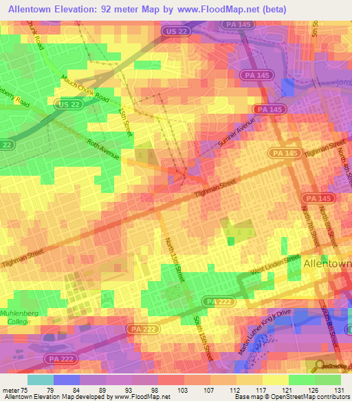 Allentown,US Elevation Map