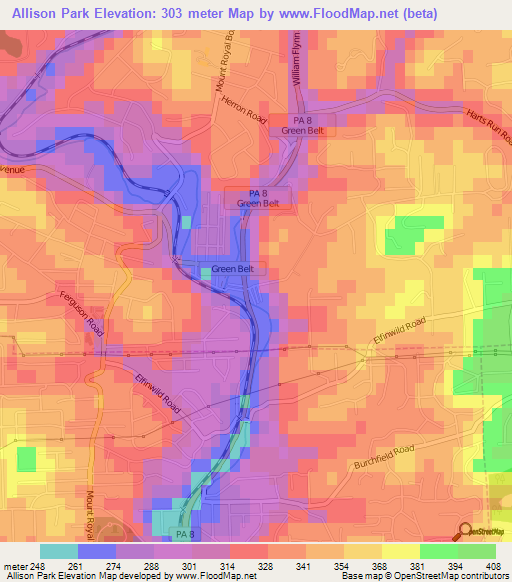 Allison Park,US Elevation Map