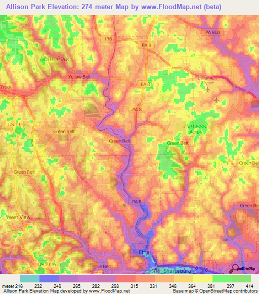 Allison Park,US Elevation Map