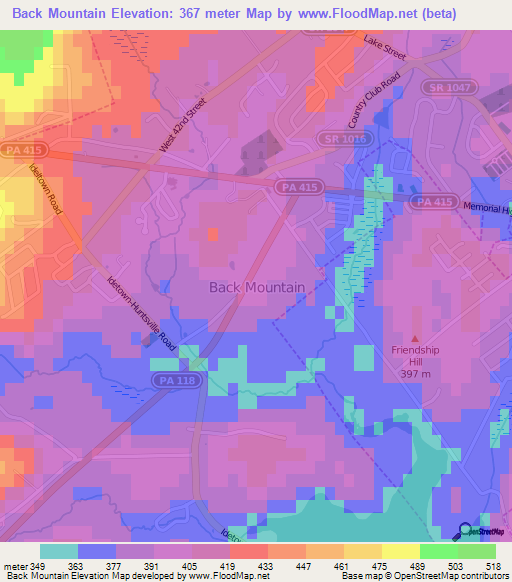 Back Mountain,US Elevation Map