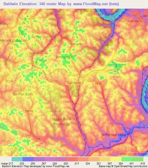 Baldwin,US Elevation Map