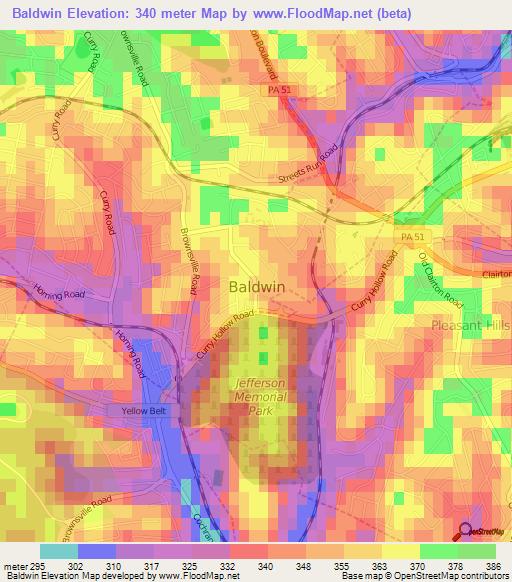 Baldwin,US Elevation Map