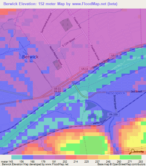 Berwick,US Elevation Map