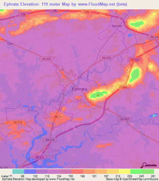 Ephrata,US Elevation Map