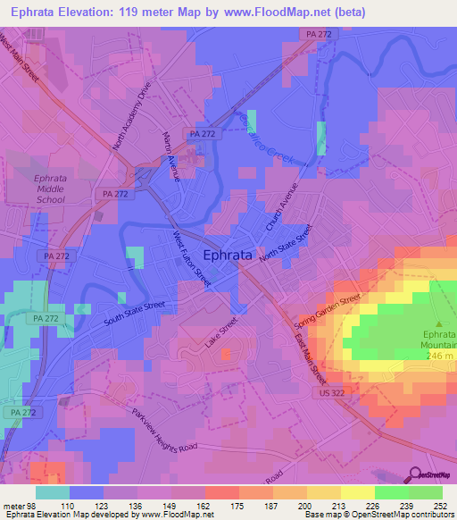 Ephrata,US Elevation Map