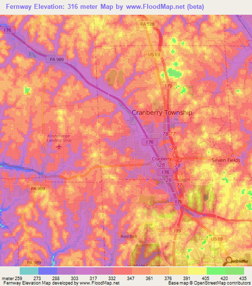 Fernway,US Elevation Map