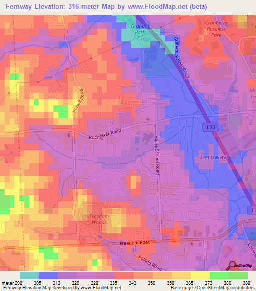 Fernway,US Elevation Map