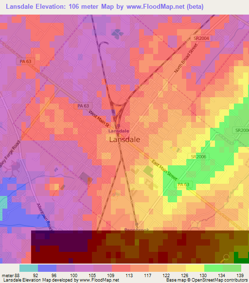 Lansdale,US Elevation Map