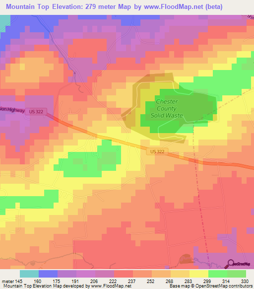 Mountain Top,US Elevation Map