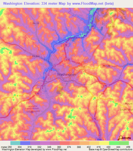 Washington,US Elevation Map