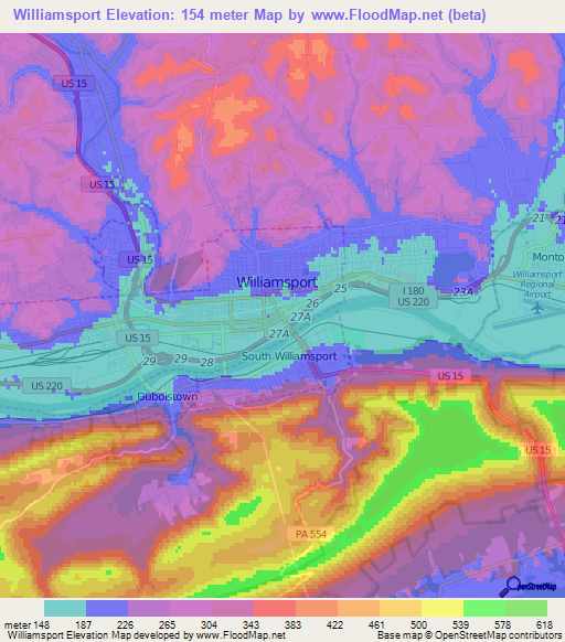 Williamsport,US Elevation Map