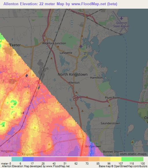 Allenton,US Elevation Map