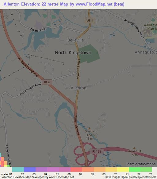 Allenton,US Elevation Map