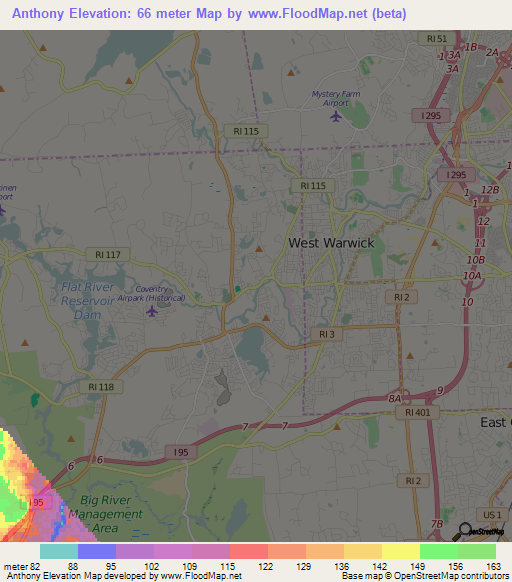 Anthony,US Elevation Map