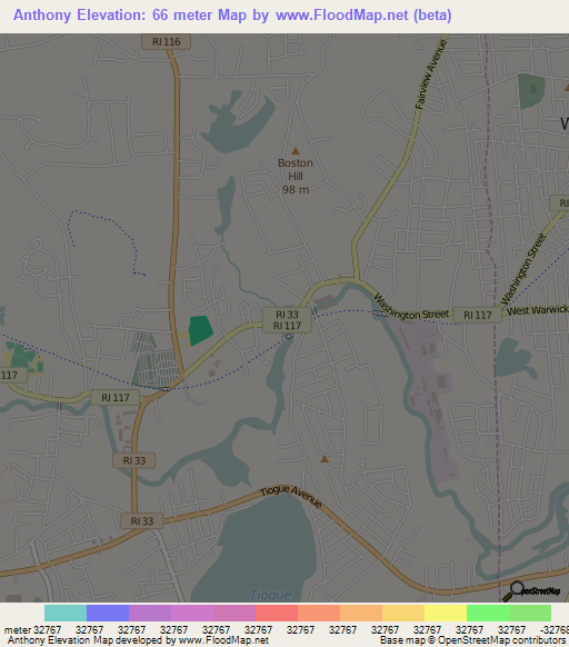 Anthony,US Elevation Map