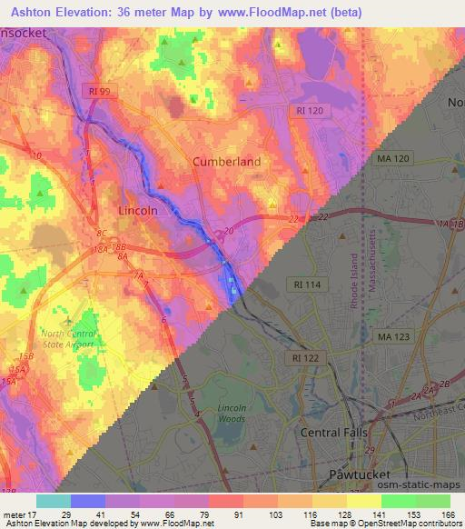 Ashton,US Elevation Map