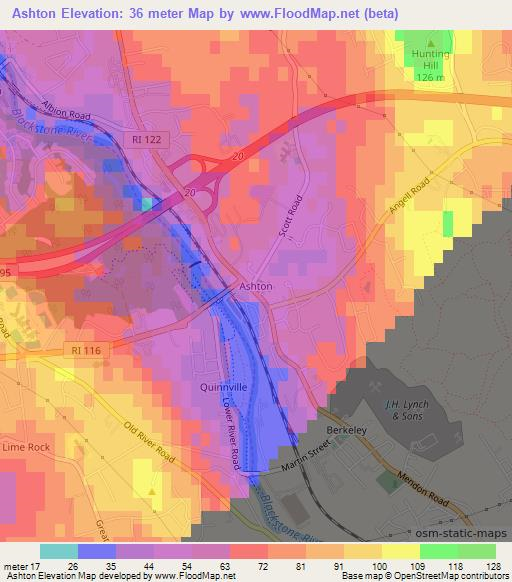 Ashton,US Elevation Map