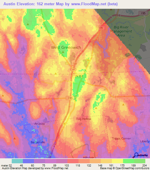 Austin,US Elevation Map