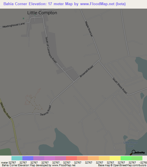 Bahia Corner,US Elevation Map