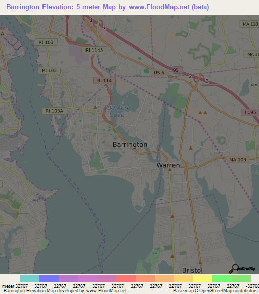 Barrington,US Elevation Map