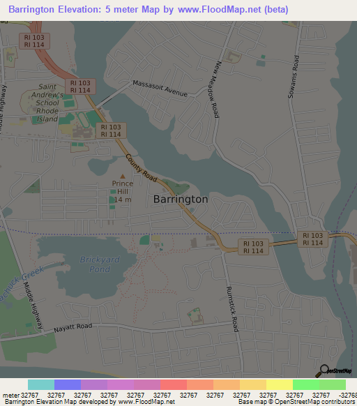 Barrington,US Elevation Map