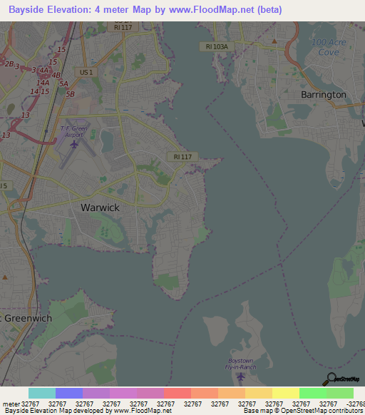 Bayside,US Elevation Map