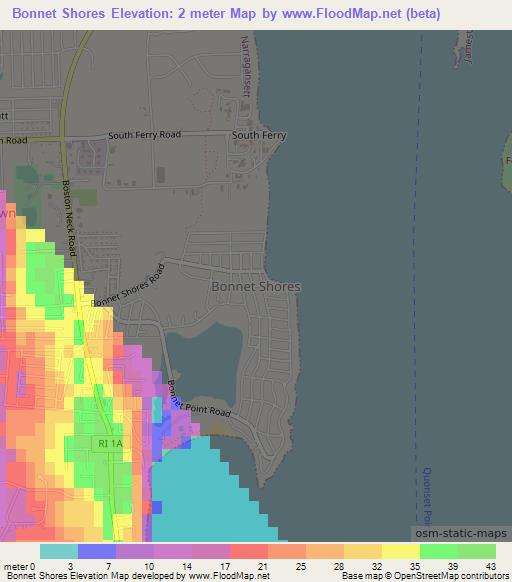 Bonnet Shores,US Elevation Map