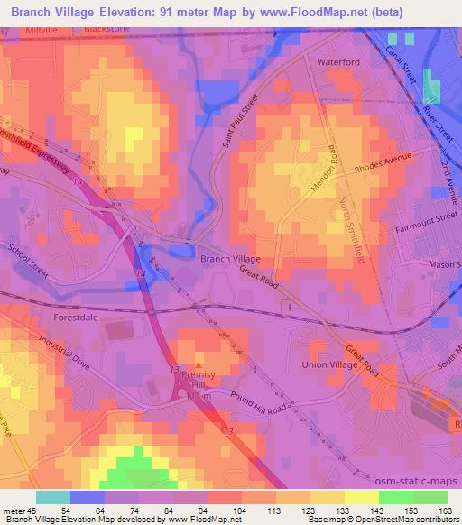 Branch Village,US Elevation Map