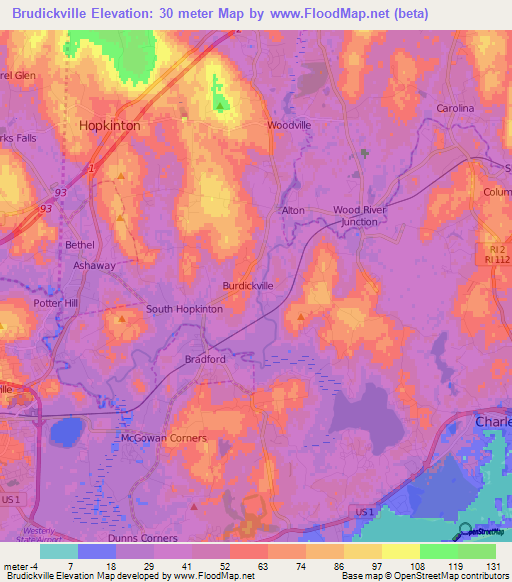 Brudickville,US Elevation Map