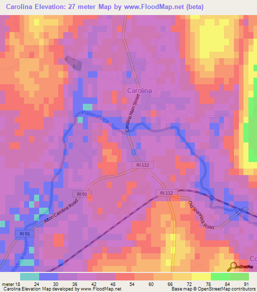 Carolina,US Elevation Map