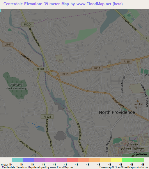 Centerdale,US Elevation Map