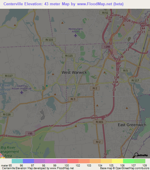 Centerville,US Elevation Map