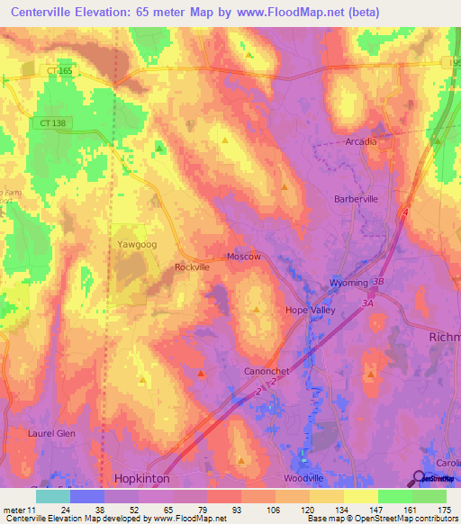 Centerville,US Elevation Map