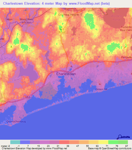 Charlestown,US Elevation Map