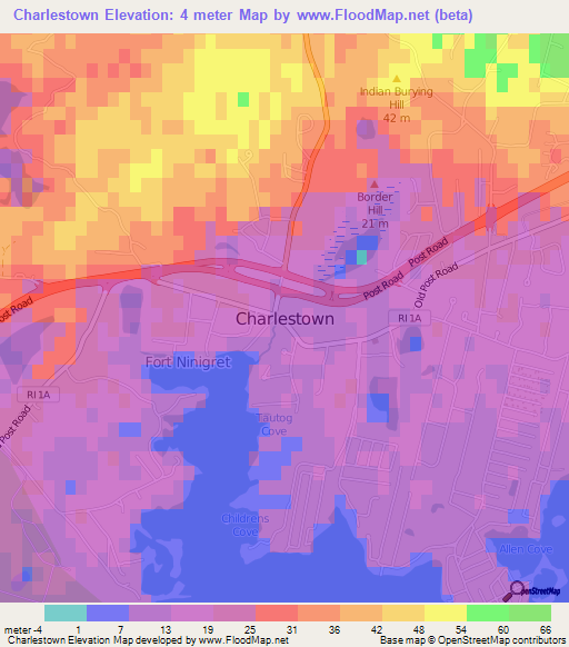 Charlestown,US Elevation Map