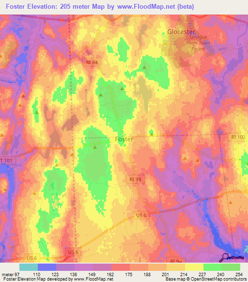 Foster,US Elevation Map