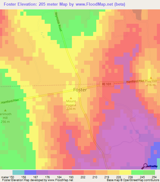 Foster,US Elevation Map