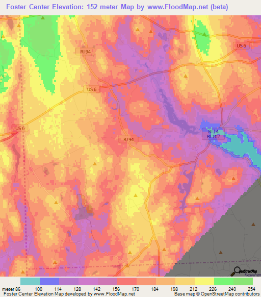 Foster Center,US Elevation Map